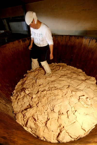 10)新酒粕を熟成させるための踏み込み作業